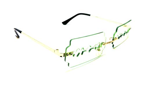Dweebzilla Slim Rimless Safety Double Edged Razor Blade Shaped Lenses Luxury Sunglasses