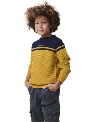 Koroshi Jersey niño Punto Tricot fantasía algodón, de Color Mostaza/Mustard Yellow, Talla 12
