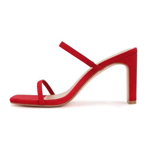 Image of Carcuume Women's Square Toe Two Strap Open Toe Block Heels Sandals Slip On Shoes