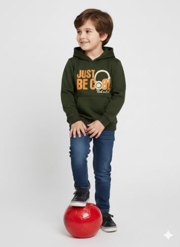 Image of Mack Jonney Boys' inchAwesome inch Printed Fleece Hoodie - Warm Winter Sweatshirt with Kangaroo Pocket -M5452