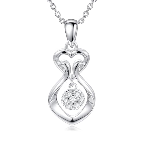 0.12 CTTW Diamond Pendant Necklace for Women 925 Sterling Silver Lab Grown Diamond Jewelry Gifts