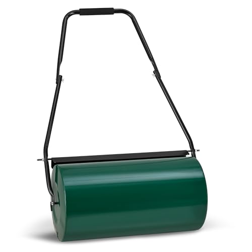Rouleau de Jardin pour Gazon Juskys Fritz avec Protection Anti-salissures - Rouleau à Main pouvant être rempli d'eau / de Sable - 48 L / 60 kg - 60 cm -...