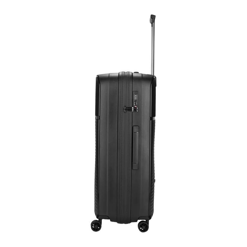 Image of VIP Lightweight Polypropelyne 8 Wheels Multistage Trolley,TSA Lock,Waterproof Reverse Zipper,Elegent Pinstripe Design Luggage Bag with 5 Years International Warranty (Black, Large)