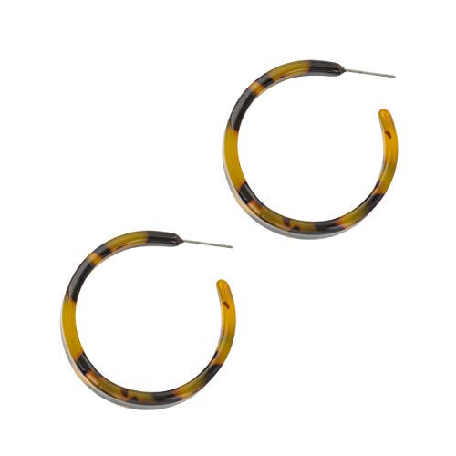 And Lovely Tortoise Shell Acetate Tapered Hoop Earrings - Hypoallergenic Open Hoops - Statement Earrings3