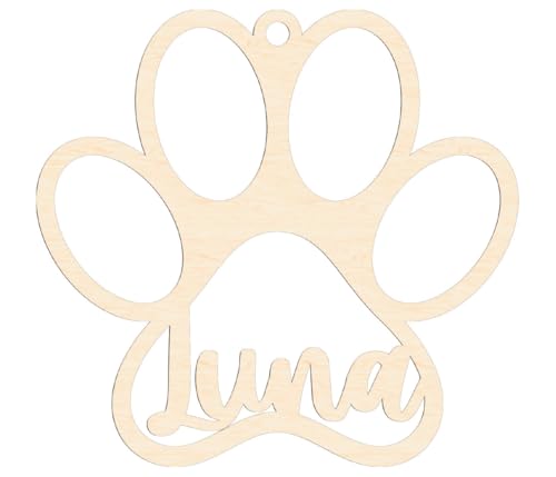 Weihnachtsbaumschmuck Anhänger „Pfote“ mit Wunschnamen – Personalisiertes Haustier Ornament – Individueller Baumanhänger mit Namen für Hunde & Katzen – Weihnachtsdeko & Geschenkidee