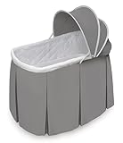 Badger Basket Cuddles Doll Bassinet with Canopy - Fits 18 to 20 Inch Dolls, Includes Storage Basket and Bedding - Pretend Play Nursery Bed for Kids - Gray