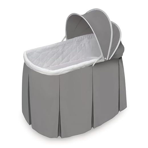 Badger Basket Cuddles Rocking Doll Bassinet (fits American Girl Dolls), Gray/White,