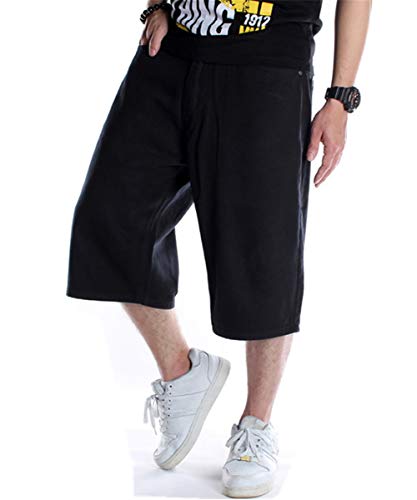QBO Men's Shorts Jeans Relaxed Fit Hip Hop Denim Shorts Work Baggy Short Plus Size-44