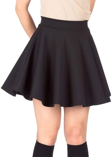 Pretty Fashion Women's Plain Skater Skirt Basic A-Line Stretchy Flared Mini Flowy Skirt Multiple Colours Plus Size Curve 8-22