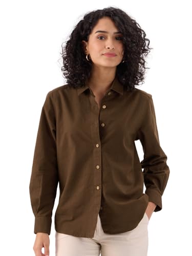Image of The Souled Store button shirt women, chestnut brown, XS