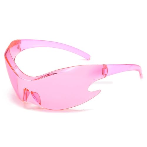 Lunettes de soleil de sport unisexe une pièce sans monture avec écran protecteur rose C2