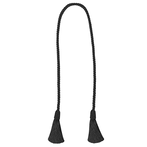 Image of 2 Pack Curtain Tiebacks Handmade Decorative Curtain Holdbacks Rope with Tassel - Black