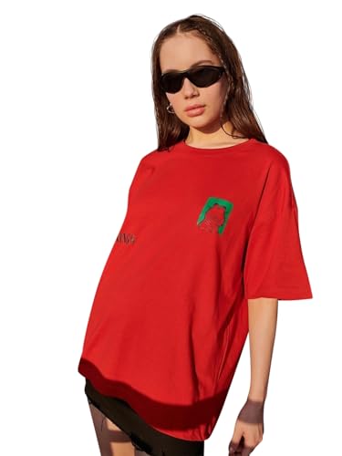 Image of Bewakoof X Garfield Garfield Women's 100% Cotton Graphic Print Oversized Fit Half Sleeve V-Neck T-Shirt | Casual wear | Streetwear | Oversized Tshirt for Woman Cotton| Baggy