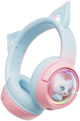 Auriculares inalámbricos Bluetooth con orejas de gato, auriculare...