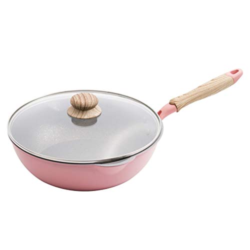 LCHJX Wok Sartén antiadherente para el hogar, sartén de hierro Wok sin humo aceitoso, olla de cocina con cocina de inducción, estufa de gas, sartén general (tamaño: 24 cm) Vision