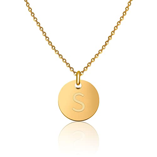 GD GOOD.designs Collares para mujer con colgante iniciale S oro I Collar letra - Longitud 40+5 cm - Cadena chapada en Oro 18k