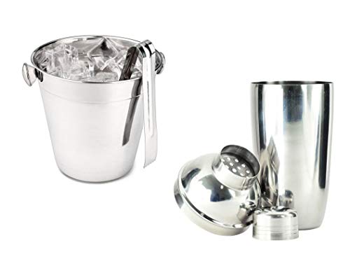 Coqueteleira 500ml + Balde de Gelo com Pegador - Inox