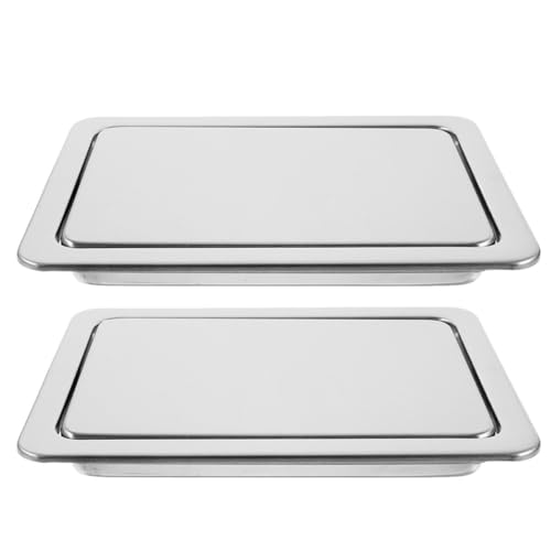 SUPVOX Couvercle de Poubelle Encastré Design Rectangulaire Moderne Lot de 2 Pièces en Acier Inoxydable Argenté Solide et Gain de Place pour Plans de Travail Cuisine