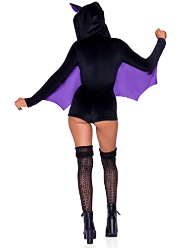 Leg Avenue Comfy Bat, Features Ultra-Soft Velvet Plush Zip Up Up Up Con Manico E Hood. - 2