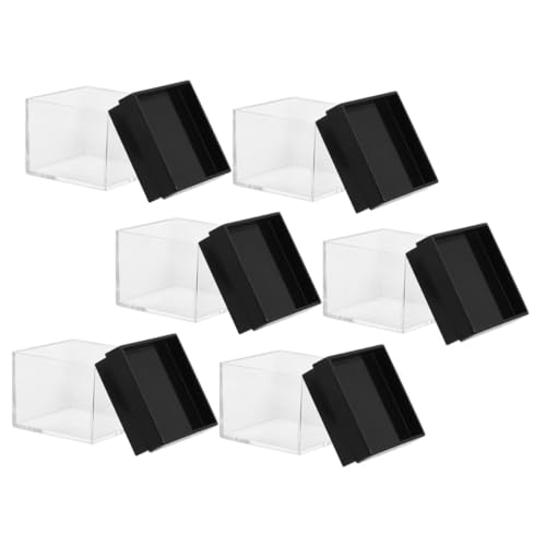 AOKWAWALIY 6pcs Box Storage Box Square Display Case Figures Toys Clear Container Figures Display Case Toy Containers with Lids Mineral Sample Case Clear Container with Lid Plastic