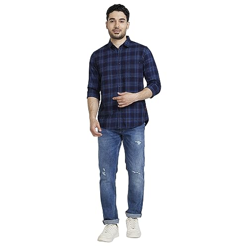 Image of Spykar Men's Regular Fit N /A Full Sleeve Checked Casual Shirts