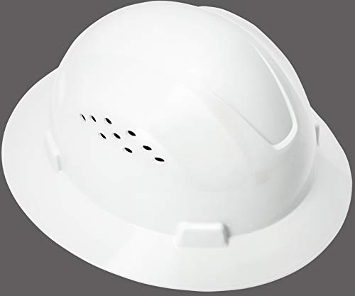 Noa Store Full Brim Hard Hat with HDPE Shell and Fast-trac Suspension Work Safety Helmet | Short Brim for Better Visibility Meets All Requirements for Type 1 Top Impact Helmet | White