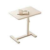 JinZao Beistelltisch C Form Höhenverstellbar Mit Rollen, Beistelltisch Couch Metall, Holzpalette Mit Schlitzen, Für Schlafzimmer Und Wohnzimmer(B,A)