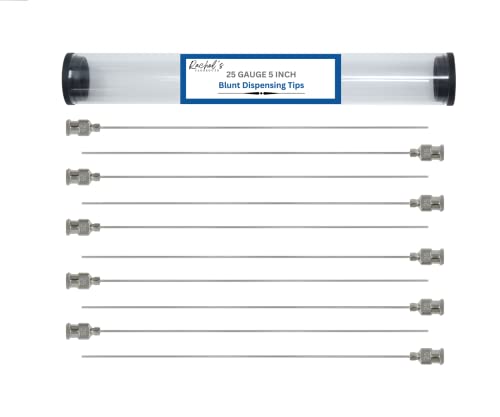 Rachel's Closeouts 10 Packs of 25 Gauge Needle 5 inch Stainless Steel Blunt Tip Needle Dispensing Needle Luer Lock Tips Needle -Industrial Needles for Ink Cartridges,Glue,Syringes,Woodworking