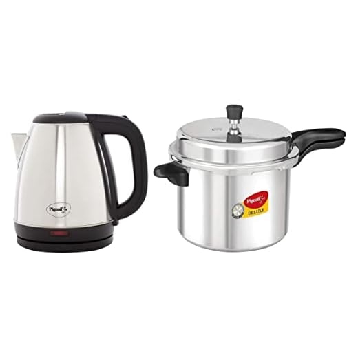 Pigeon by Stovekraft 104 Deluxe Aluminium Pressure Cooker, 7.5 Litres & Amaze Plus Electric Kettle 1.5 L, 1500 Watt, Stainless Steel Body with Auto Shut-off Feature