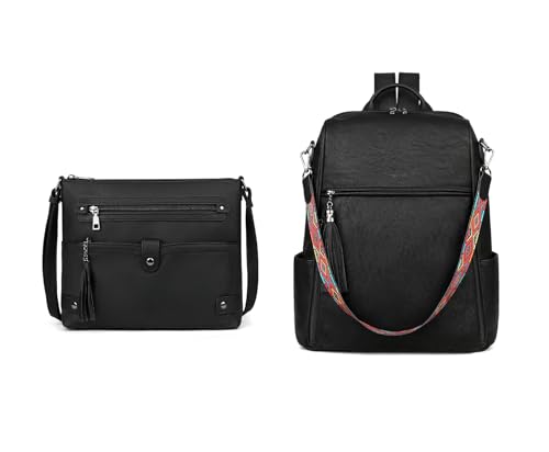 FADEON Crossbody Bags Purses for Women & Backpack Purse Black Collection