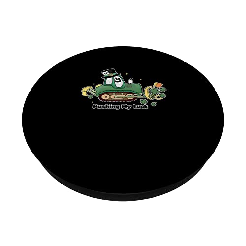 Cute Irish Pushing My Luck Saint Patrick's Day PopSockets Swappable PopGrip, Black - Image 2