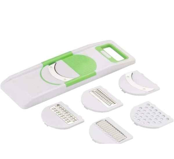Image of Nitsr Plastic 6 in 1 Kitchen Chopper Premium Vegetable and Fruit /Chips, Potato Slicer Maker Multipurpose (White), Standard