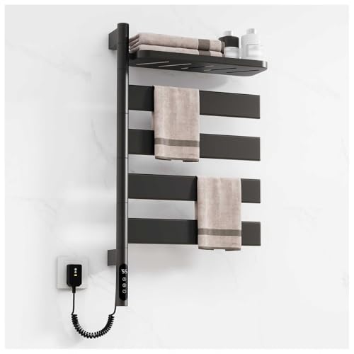 Toallero Calefactado, Radiador Toallero Electrico 135 W, Orientable 180 con Pantalla LED, Control táctil, Temporizador, Calienta Toallas Baño Bajo Consumo,Black