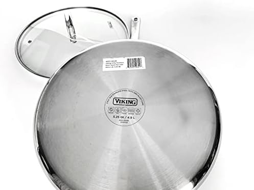 Viking Culinary 3 Ply Stainless Steel With Aluminum Core 5.25 Quart Saute Pan WIth Lid - Thumbnail 4