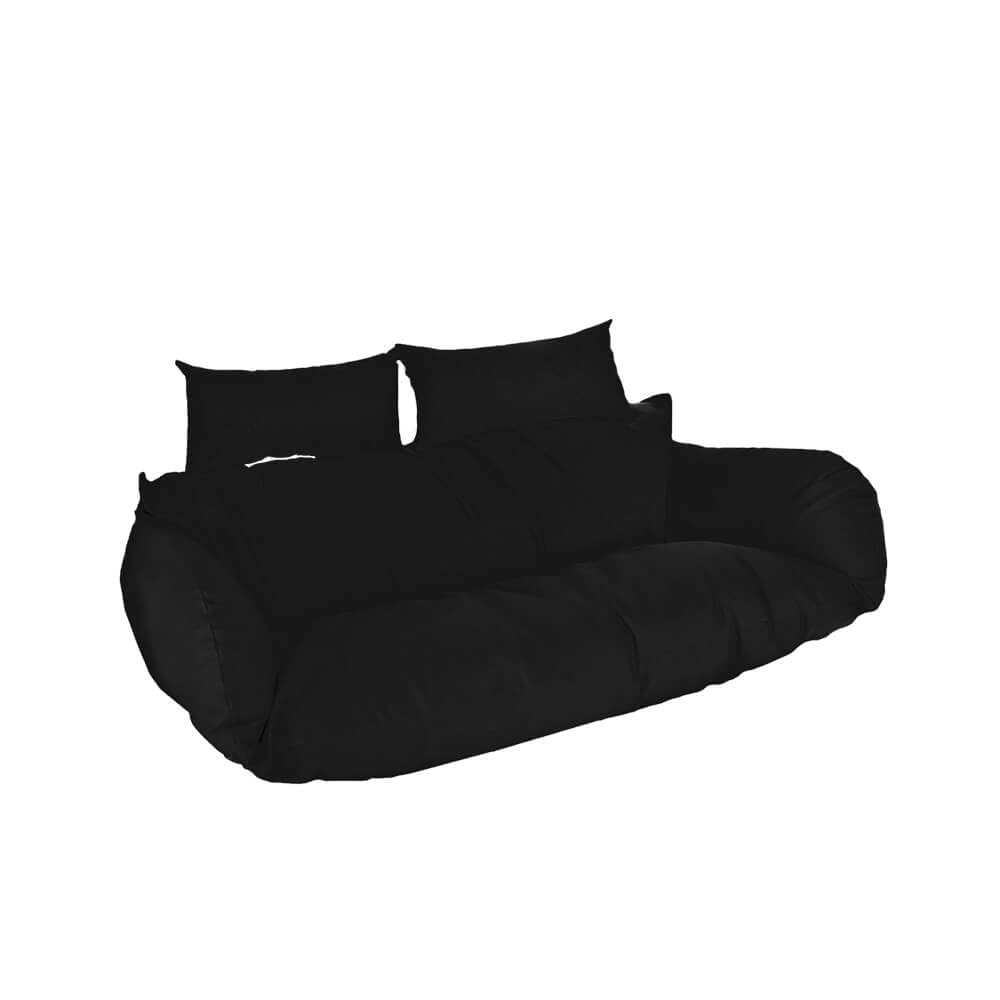 Home Deluxe Polyrattan Hängesessel Kissen Twin - Schwarz 105 x 41 x 45 cm inklusive Sitz-, und Rückenkissen, UV-beständig | Hängestul, Hängesitz