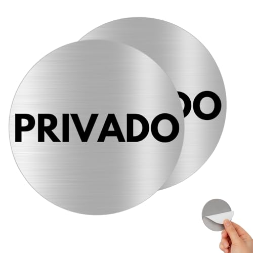 Señal Autoadhesiva de Aluminio PRIVADO Ø100 mm – Placa Redonda 0,8 mm – Pack 2 – Cartel Acceso Restringido para Puertas, Oficinas y Zonas Internas