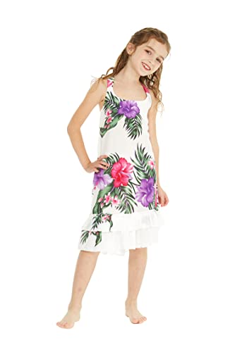 Girl Hawaiian Tank Ruffle Edge Dress in Pretty Tropical