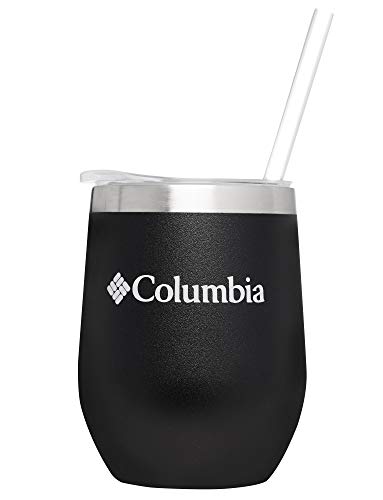 Columbia 12 fl oz Double-Wall Insulated Vacuum Cocktail Tumbler with Straw, Black