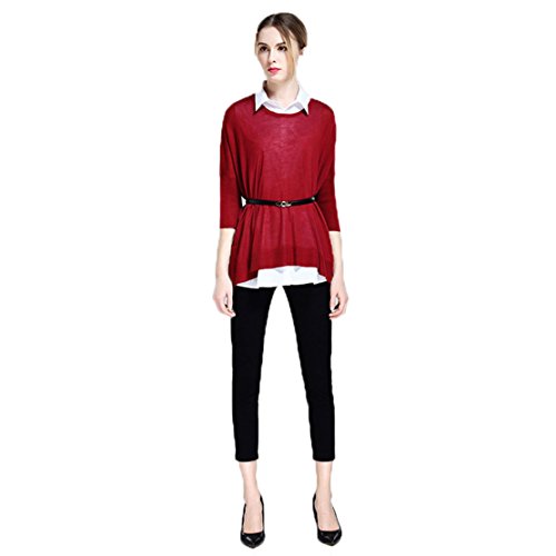 Chemise à manches revers en coton ensemble deux pièces rouge YALI vêtement décontracté taille M