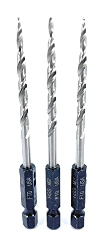 FTG USA Replacement Tapered Countersink Drill Bit Set 3 Pc (#6) 9/64" Countersink Bit Same Size Bit Replacement Only, Countersink Replacement Drill Bit for Wood Counter Sinker Drill Bit Set