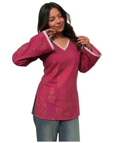 ANNI Designer Short Kurti for Women Latest Printed Design | V Nec...