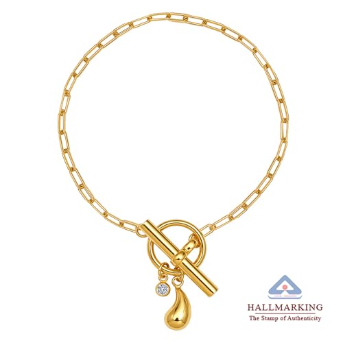 Image of TRUESILVER ACPL 925 Sterling Silver Bracelet for Women | BIS Hallmarked T-Bar Interlock Link Chain Bracelets Gift for Anniversary Wedding Birthday
