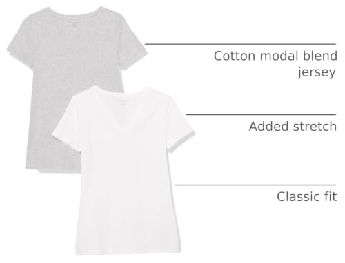 Image of Amazon Essentials Women's Regular-Fit Short-Sleeve V-Neck T-Shirt, Multipacks