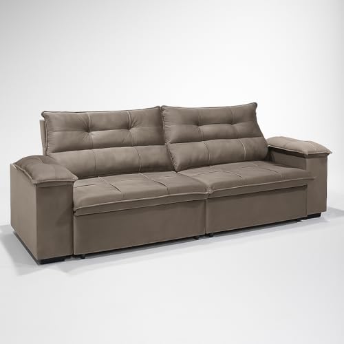 Sofá 4 Lugares Reclinável e Retrátil Bel Veludo Capuccino LIMOV (2,50M)