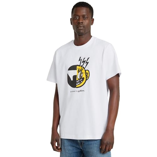 G-Star Raw Face Cartoon Loose R T Camiseta, Blanco White D25701-C336-110, Xs Para Hombre G-Star Raw Face Cartoon Loose R T Camiseta, Blanco White D25701-C336-110, Xs Para Hombre