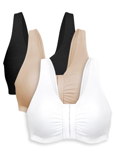 Bestform 5006014 Comfortable Unlined Wireless Cotton Stretch Sports Bra with Front Closure