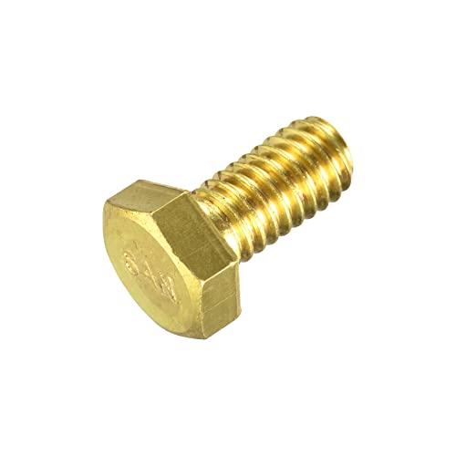 Image of uxcell Brass Hex Bolts, 5 /16-18x5 /8 1pcs Fully Thread Grade 4.8 Solid Brass Hexagon Head Bolt Machine Screws for Machinery
