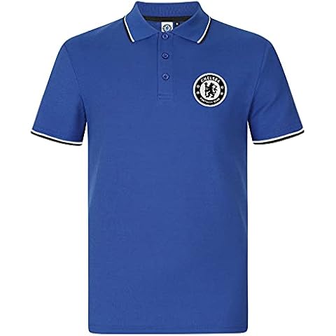 Chelsea FC Official Football Gift Boys Tipped Polo Shirt Blue 12-13 Years Cover