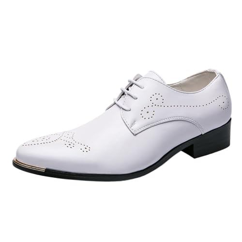 Mens Dress Oxford Shoes Synthetic Leather Lace Up Plain Toe Anti Slip Rubber Sole Business Casual Work Shoes with Block Heel - Main Image