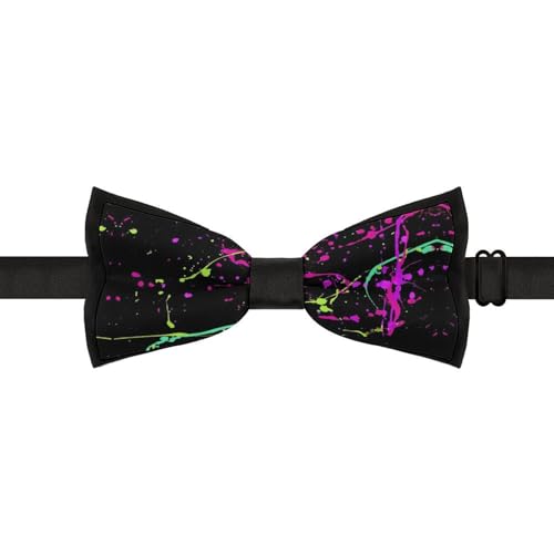 GoasNei Glow in Dark Splatter Neon Bow Tie for Men Adjustable Necktie Funny Tie Neck Ties for Weddings Party